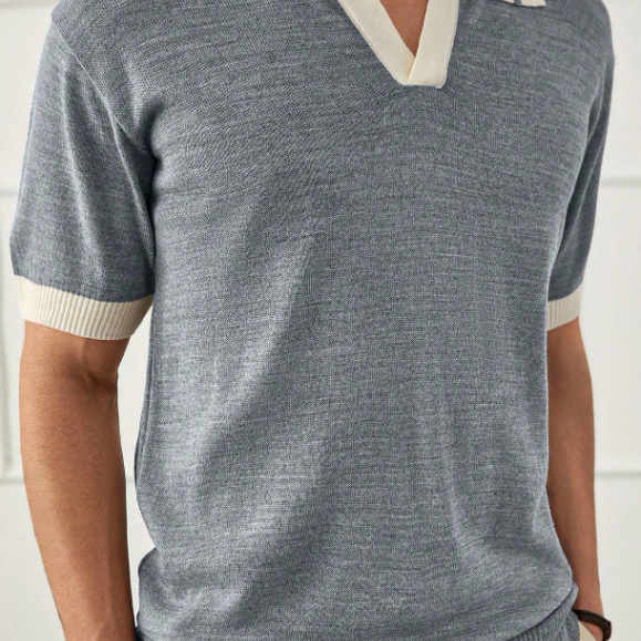 Spraykis | Men's Solid Old Money Style Half-Button Polo Shirt – Classic Regular Fit Polo for Everyday Elegance