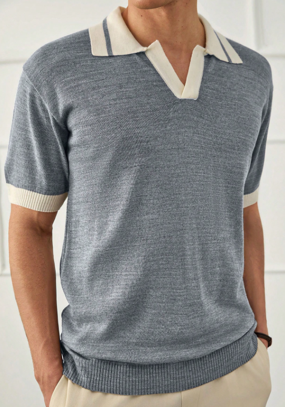 Spraykis | Men's Solid Old Money Style Half-Button Polo Shirt – Classic Regular Fit Polo for Everyday Elegance