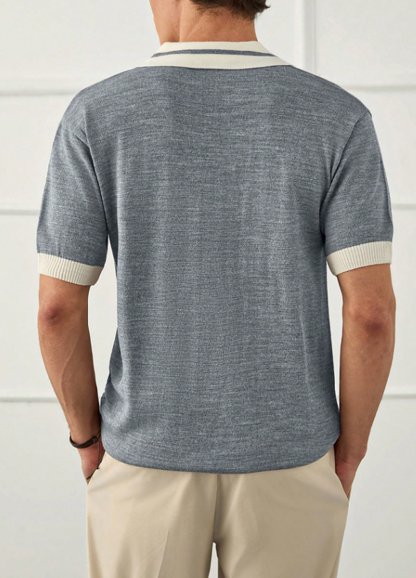 Spraykis | Men's Solid Old Money Style Half-Button Polo Shirt – Classic Regular Fit Polo for Everyday Elegance