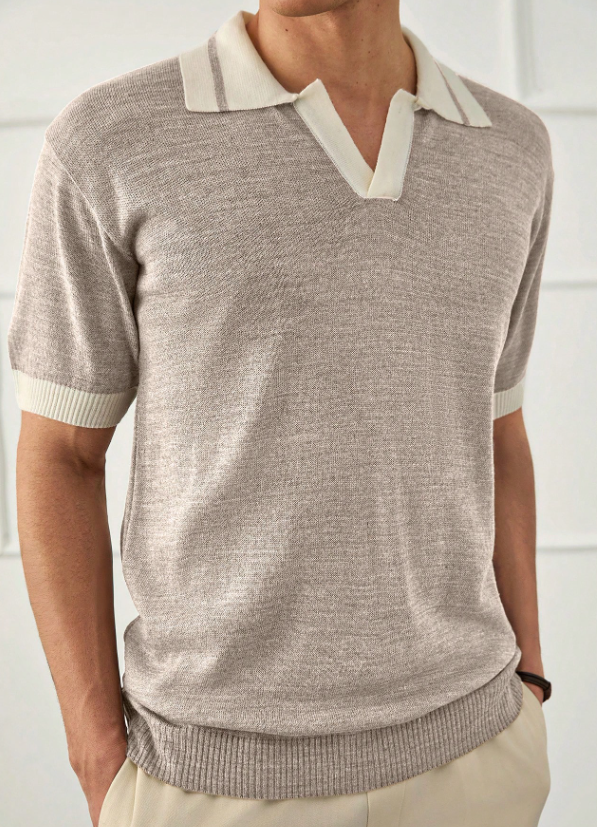 Spraykis | Men's Solid Old Money Style Half-Button Polo Shirt – Classic Regular Fit Polo for Everyday Elegance