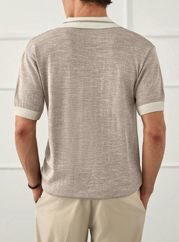 Spraykis | Men's Solid Old Money Style Half-Button Polo Shirt – Classic Regular Fit Polo for Everyday Elegance