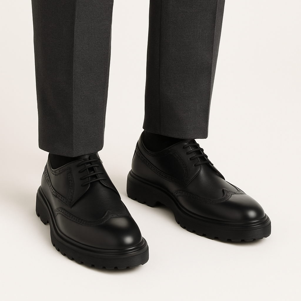 Logan Sardinelli | Men’s Calfskin Black Shoes – Lace-Up Dress Shoes with EVA Sole