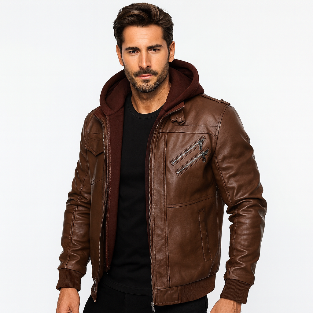 Men’s Faux Leather Biker Jacket – Classic Motorcycle Style