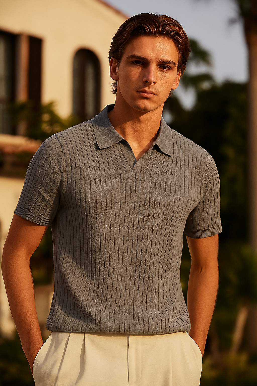 Spraykis | Men's Light Business Knit Polo – Breathable Stretch Fabric, Short Sleeve