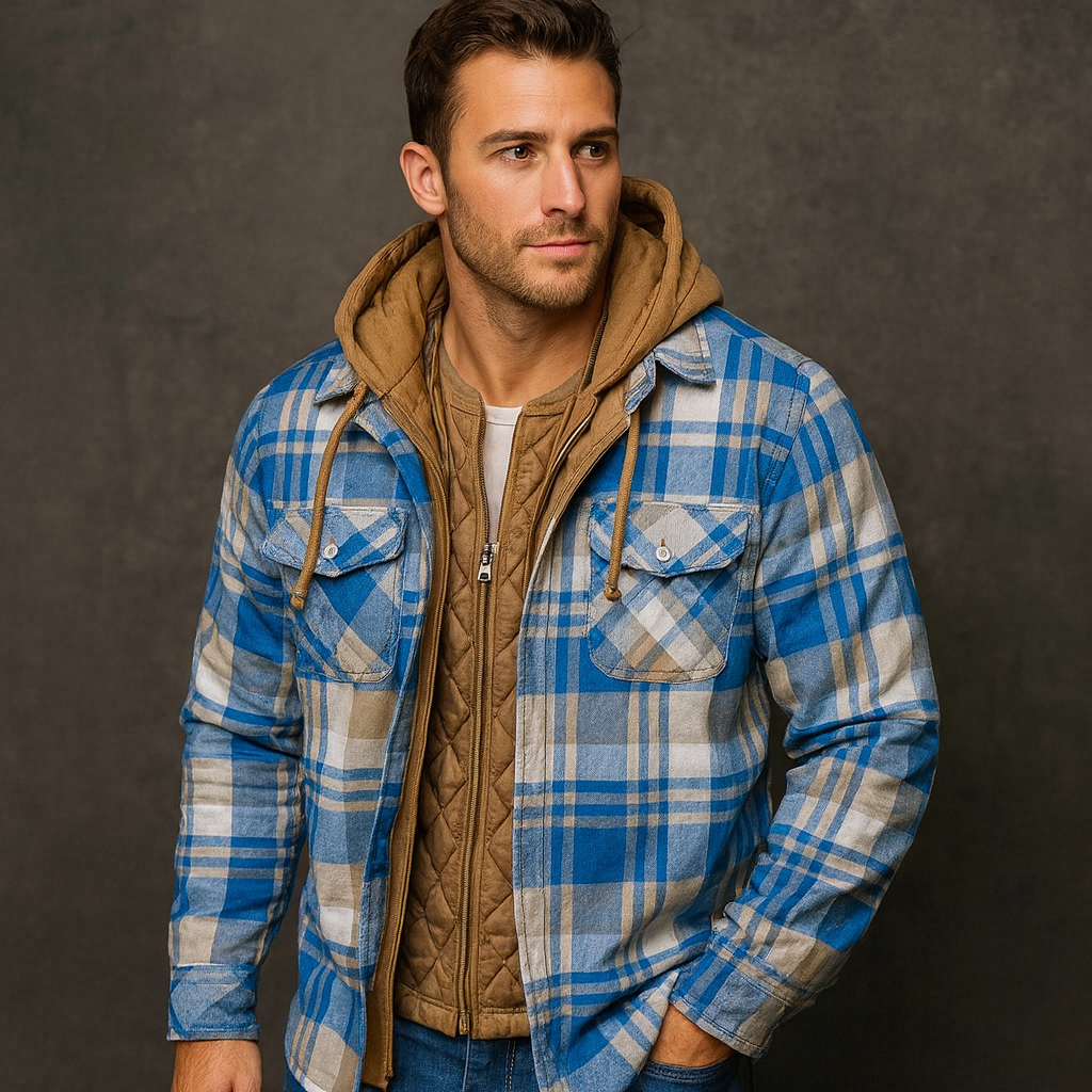 Men’s Warm Lumberjack Jacket – Checked Winter Coat for Casual Wear