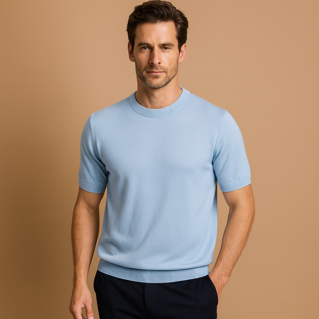 Arezzo Men Lightweight Breathable Cashmere Tee Shirt