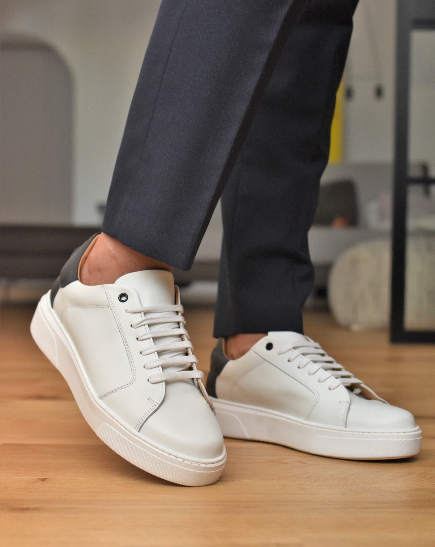 Riccione Men’s Italian Sneakers – Lightweight Wide-Fit Leather Shoes – All Season