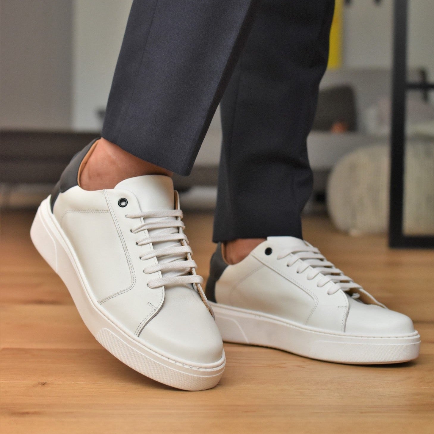 Riccione Men’s Italian Sneakers – Lightweight Wide-Fit Leather Shoes – All Season