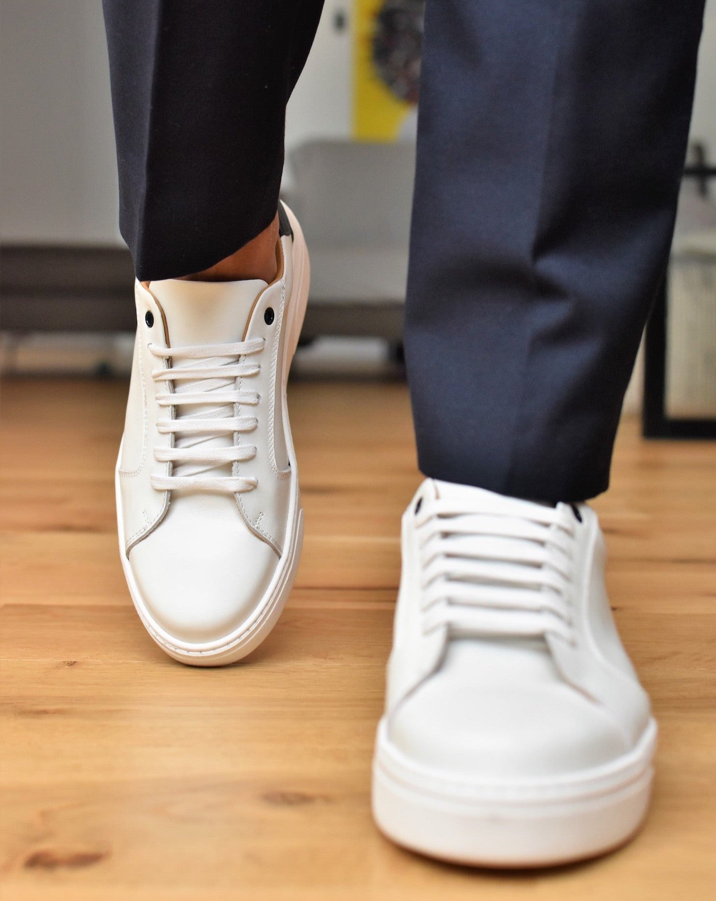 Riccione Men’s Italian Sneakers – Lightweight Wide-Fit Leather Shoes – All Season