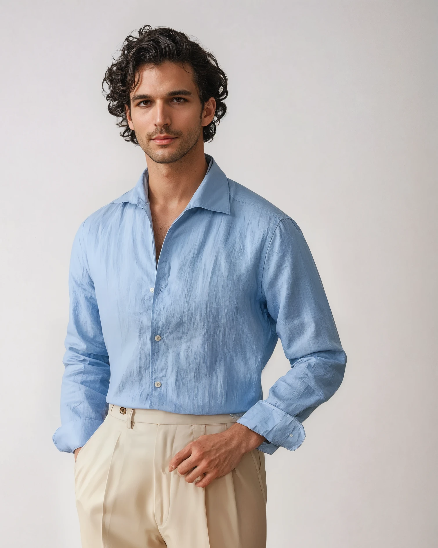 Solorfit - Mens Santorini Linen T-Shirt Blouse