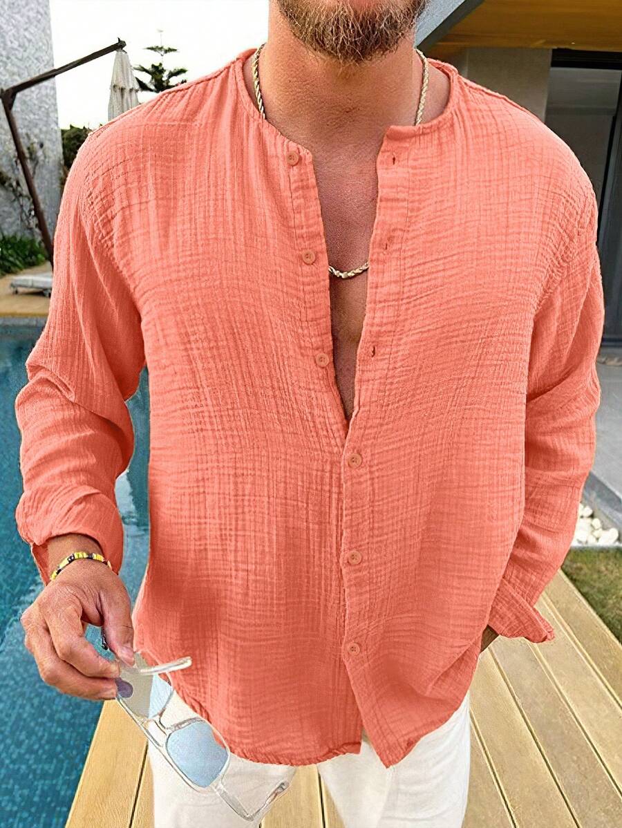 Men’s Long-Sleeve Cotton Shirt – Lightweight, Breathable & Casual Smart Look
