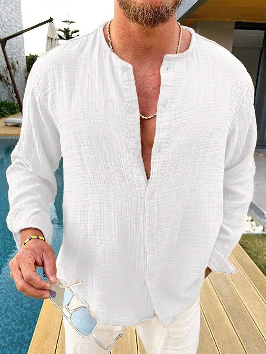 Men’s Long-Sleeve Cotton Shirt – Lightweight, Breathable & Casual Smart Look
