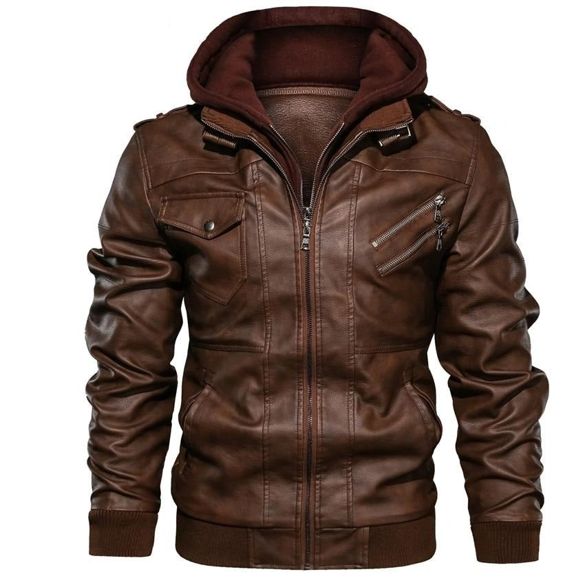 Men’s Faux Leather Biker Jacket – Classic Motorcycle Style