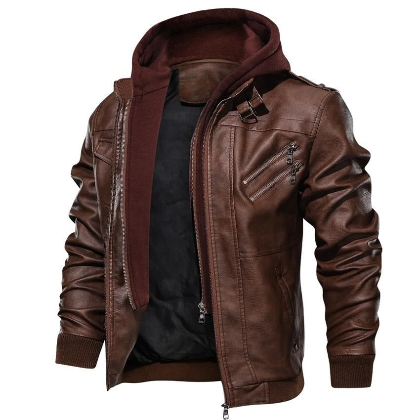 Men’s Faux Leather Biker Jacket – Classic Motorcycle Style