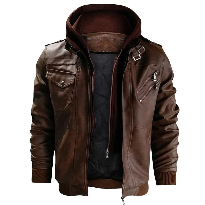 Men’s Faux Leather Biker Jacket – Classic Motorcycle Style