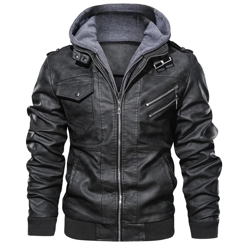 Men’s Faux Leather Biker Jacket – Classic Motorcycle Style