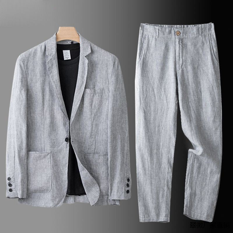 Linen Suit for Men – Lightweight Two-Piece Set with Jacket and Trousers
