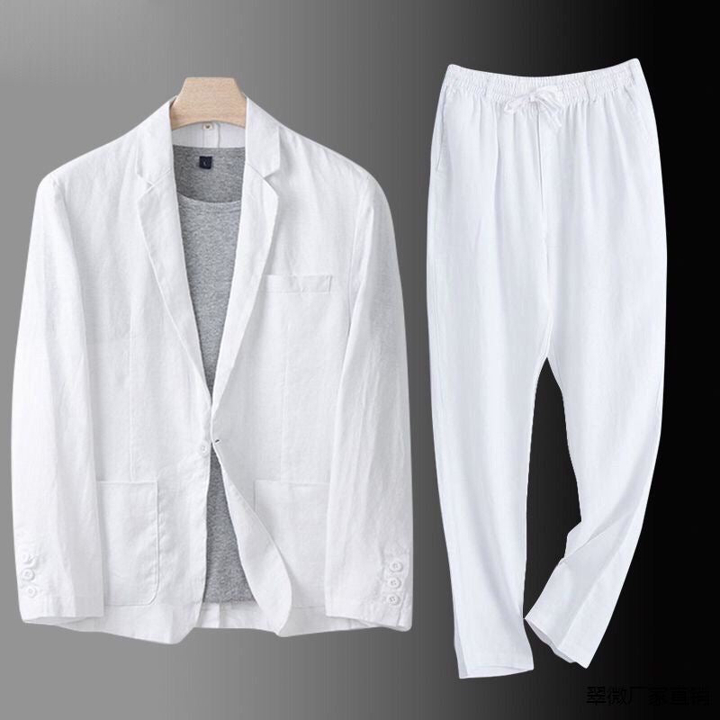 Linen Suit for Men – Lightweight Two-Piece Set with Jacket and Trousers