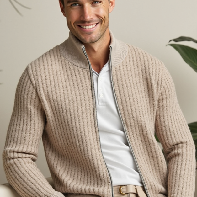 Quentin Men’s Old Money Wool Knit Cardigan Sweater – Classic & Timeless Style