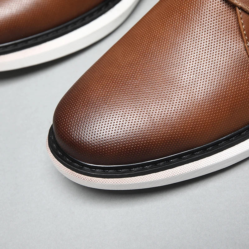 Breathable Leather Oxford Shoes – Classic Lace-Up Men’s Dress Shoes
