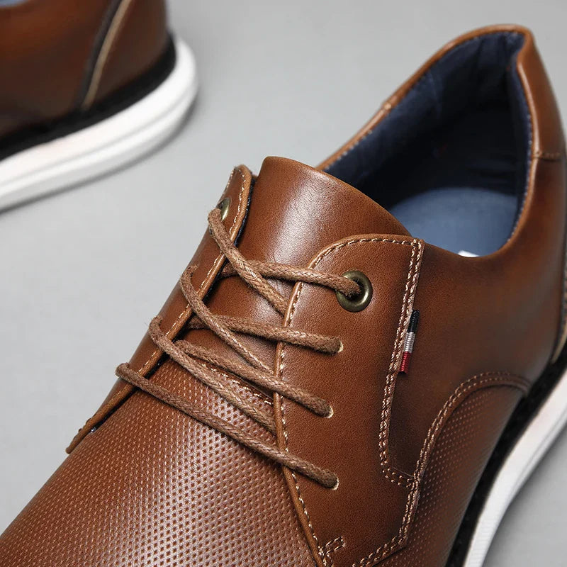 Breathable Leather Oxford Shoes – Classic Lace-Up Men’s Dress Shoes