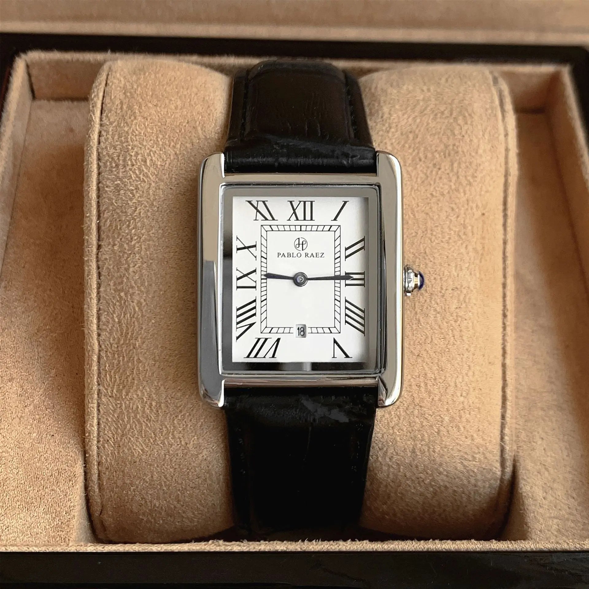 Pablo Raez Leather Watch – Men’s Classic Analog Wristwatch with Genuine Leather Strap