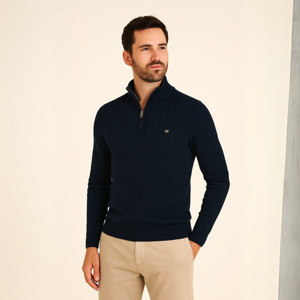 Verri Men’s Half-Zip Turtleneck Sweater – Classic Knit Pullover