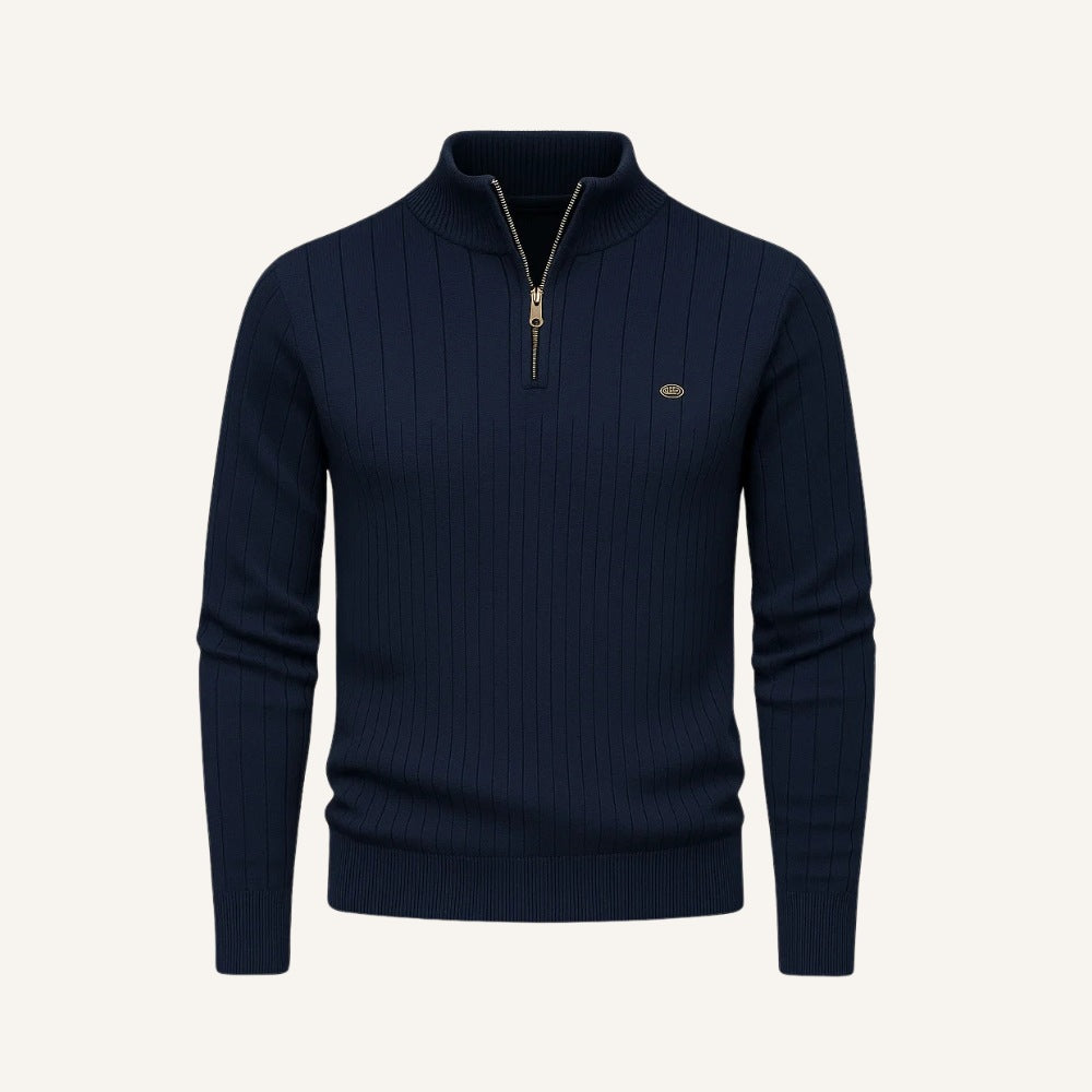 Verri Men’s Half-Zip Turtleneck Sweater – Classic Knit Pullover