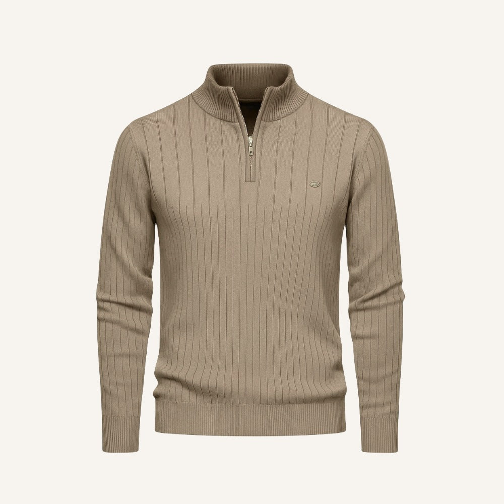 Verri Men’s Half-Zip Turtleneck Sweater – Classic Knit Pullover