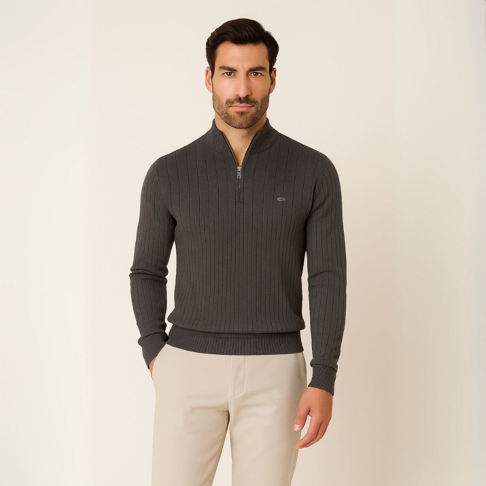 Verri Men’s Half-Zip Turtleneck Sweater – Classic Knit Pullover