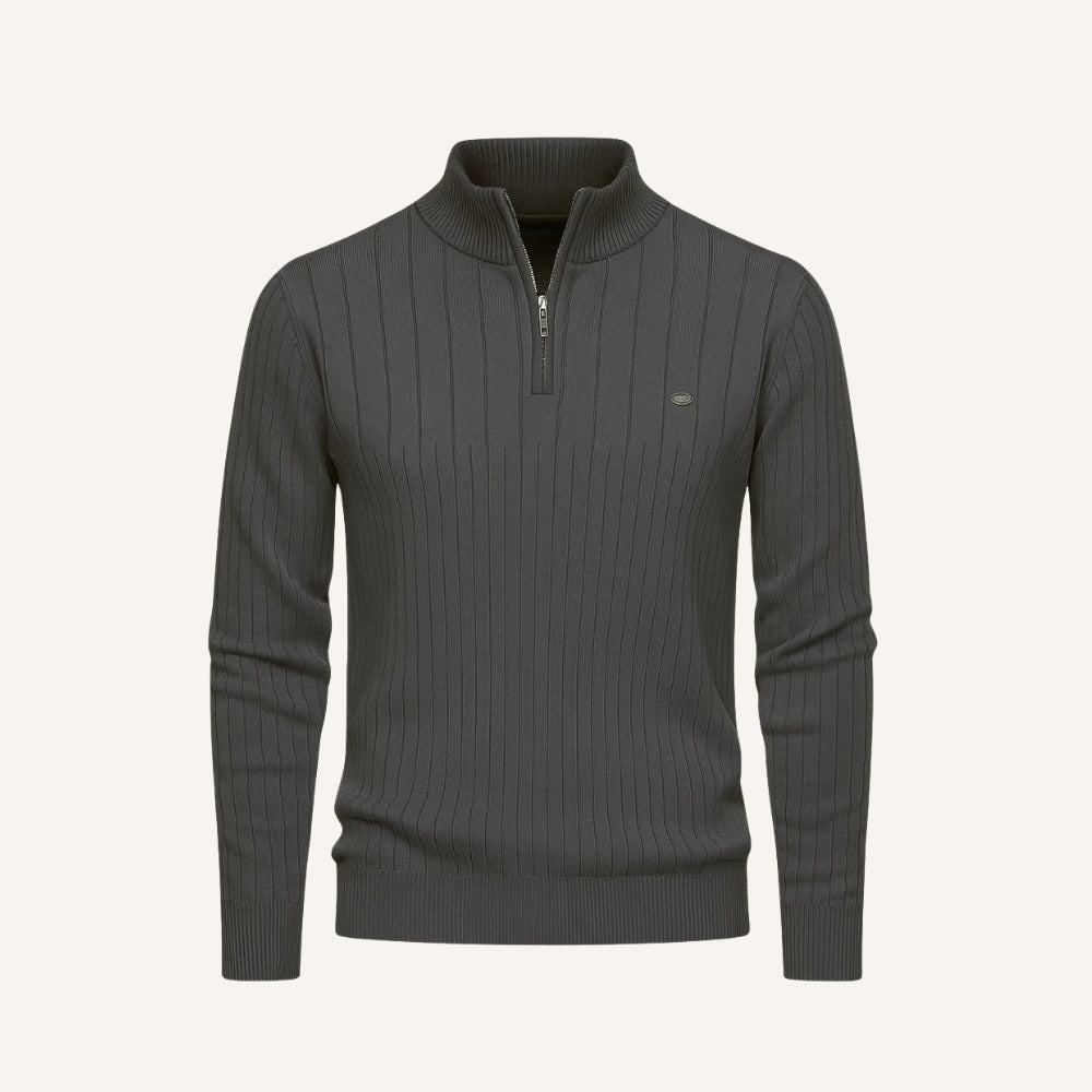 Verri Men’s Half-Zip Turtleneck Sweater – Classic Knit Pullover