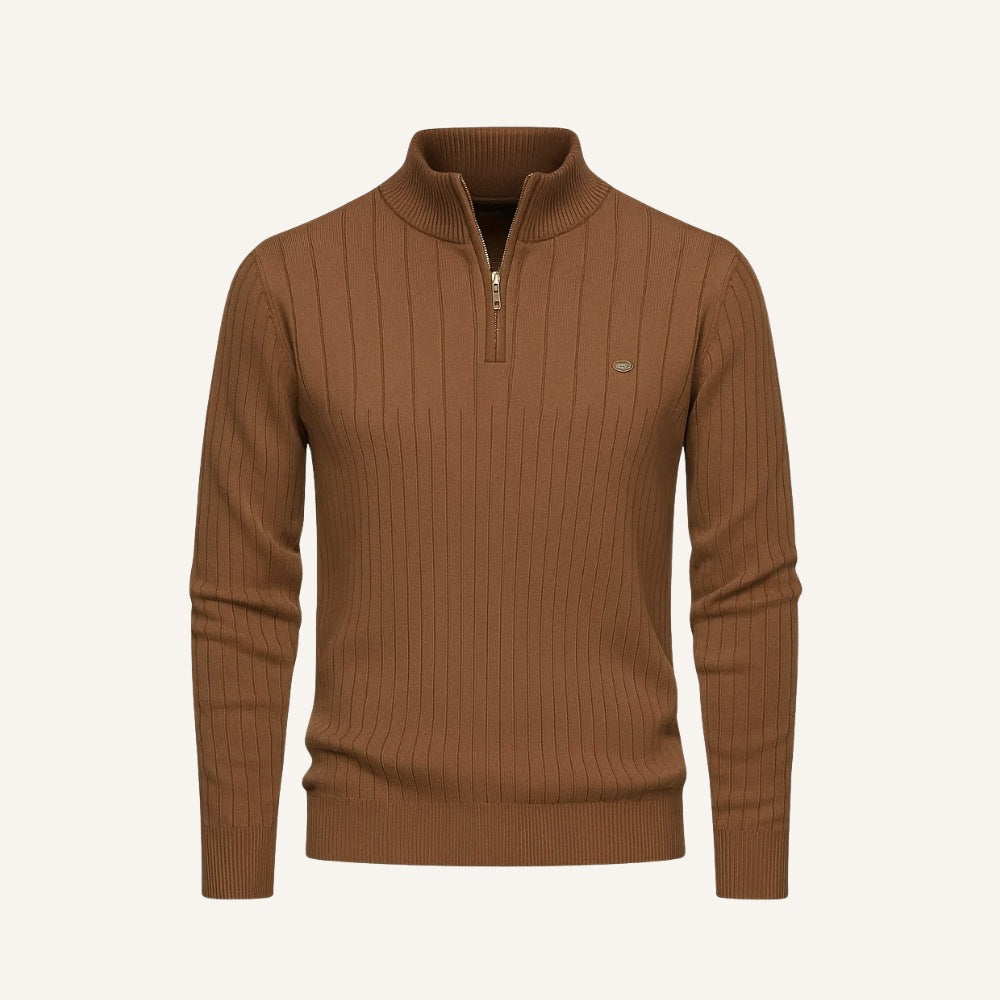 Verri Men’s Half-Zip Turtleneck Sweater – Classic Knit Pullover