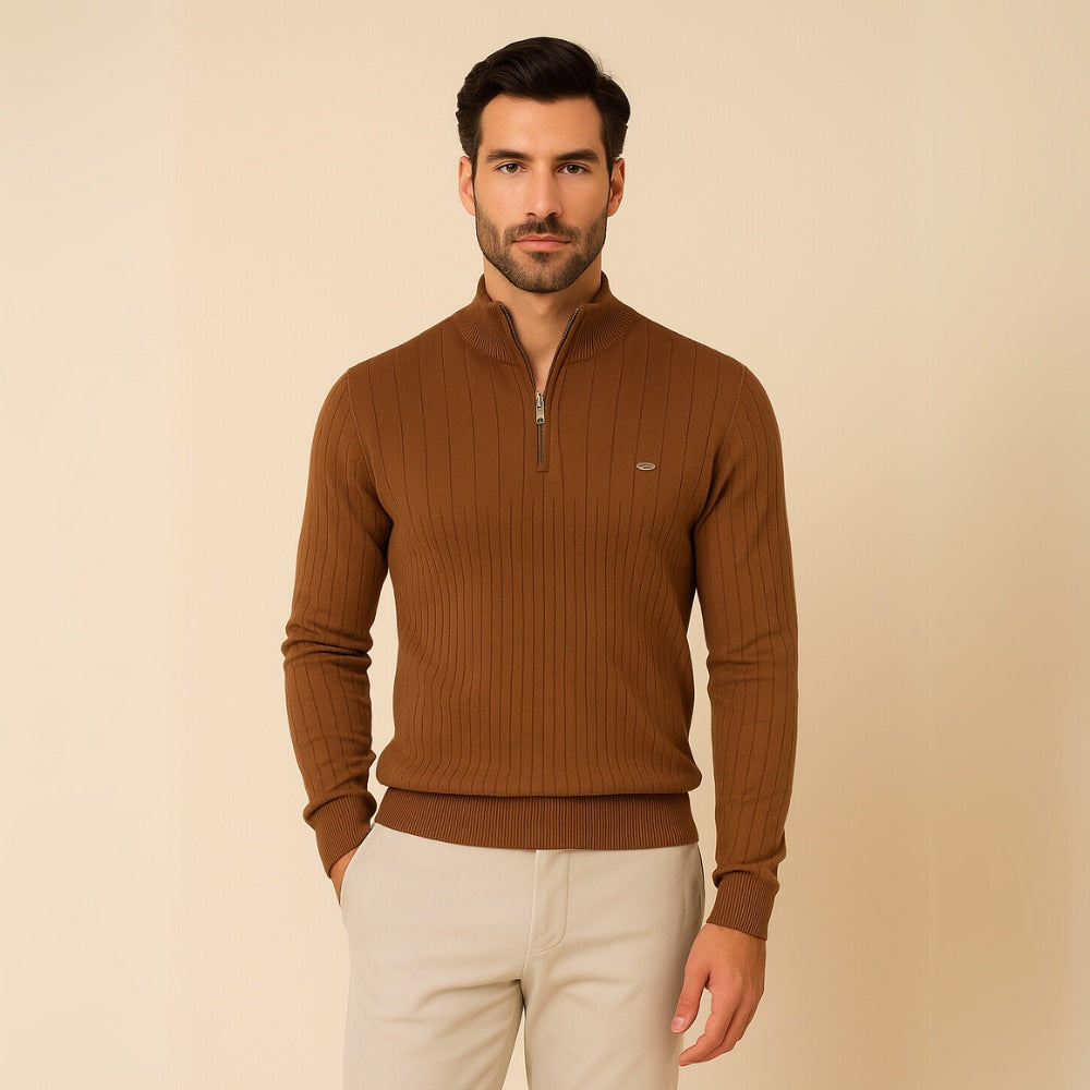 Verri Men’s Half-Zip Turtleneck Sweater – Classic Knit Pullover