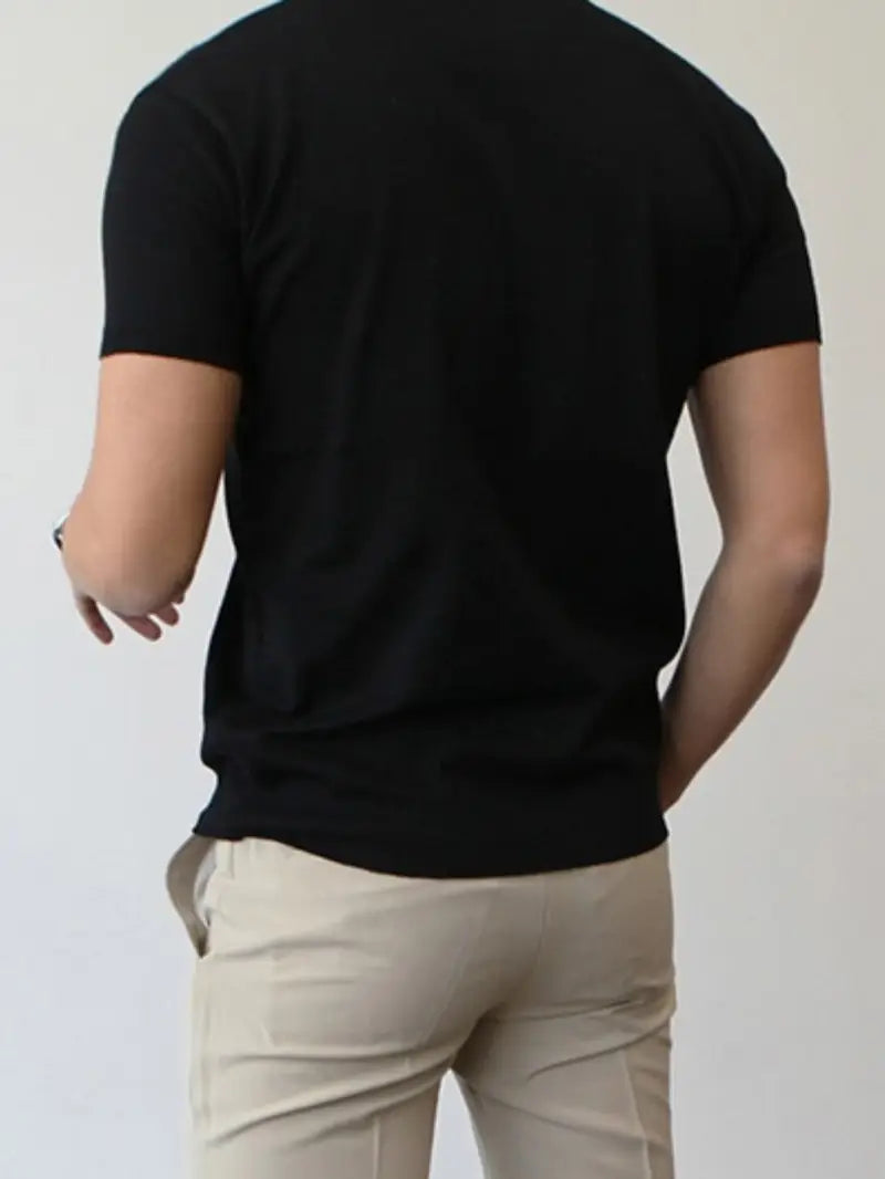 Spraykis | Men's Round Neck Business Sweater – Short Sleeve Lightweight Knit for Spring & Summer