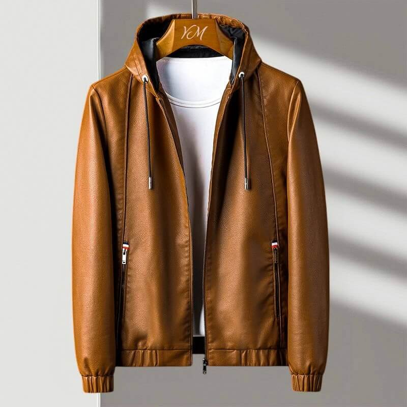 Aspen Hooded Men Casual Leather Jacket