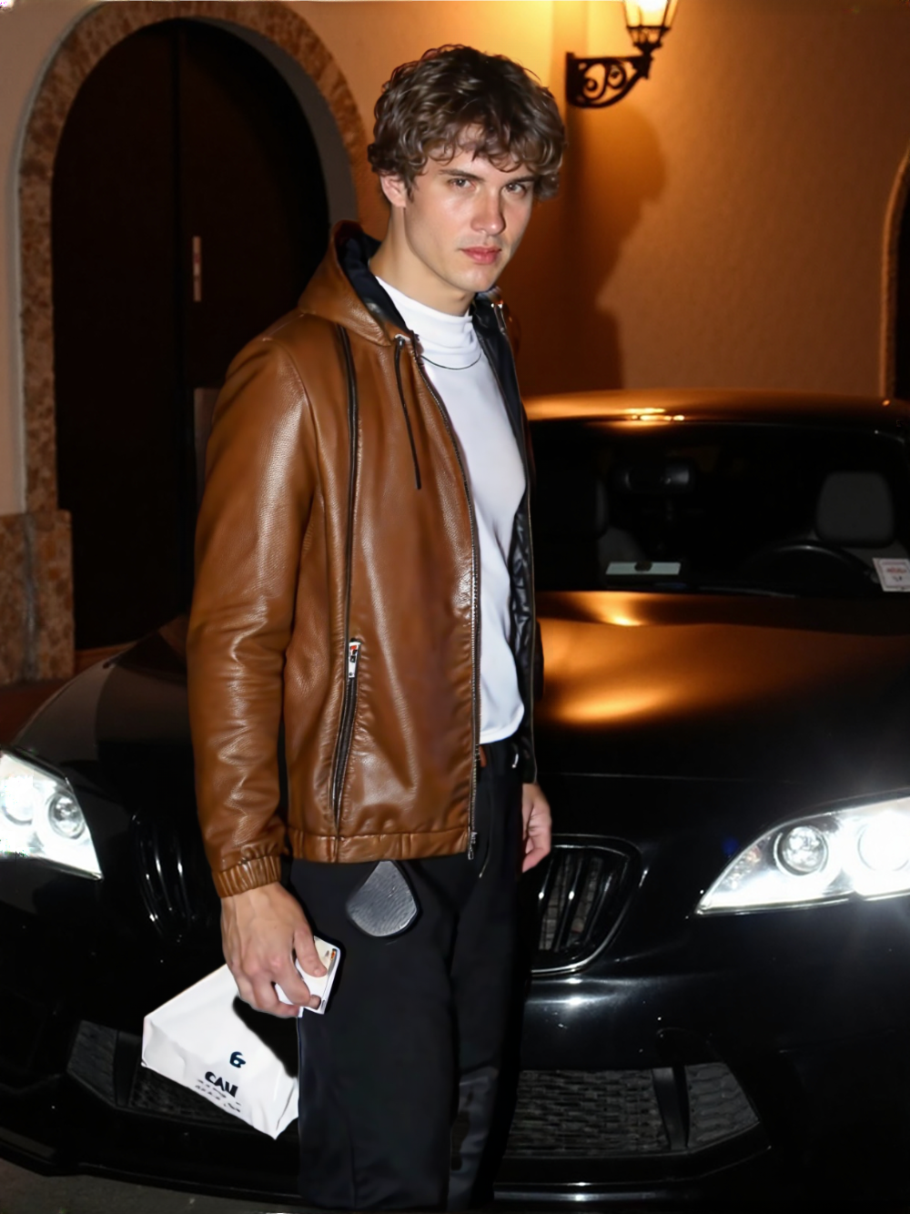 Aspen Hooded Men Casual Leather Jacket