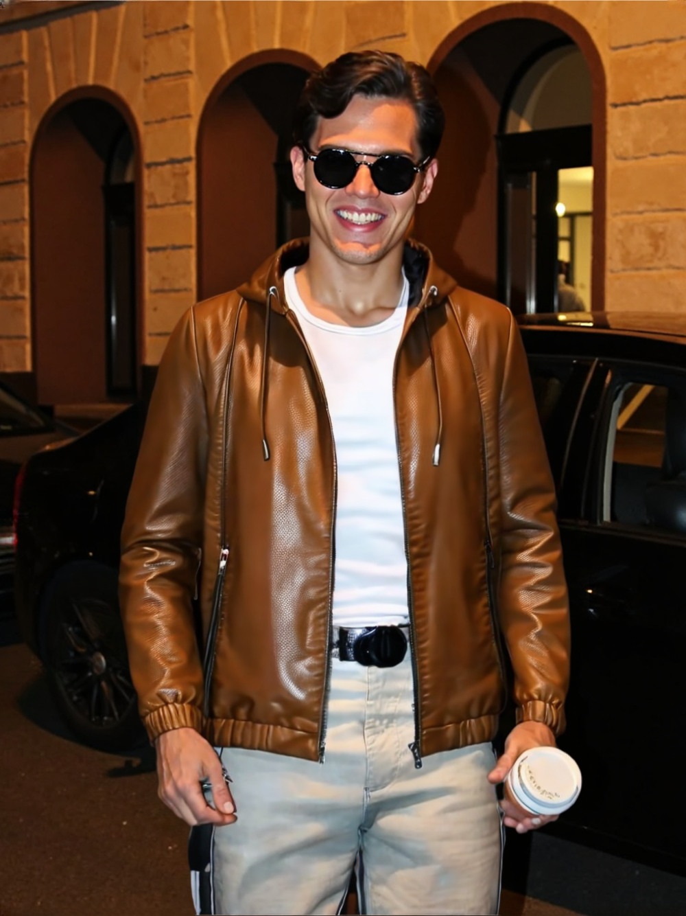 Aspen Hooded Men Casual Leather Jacket