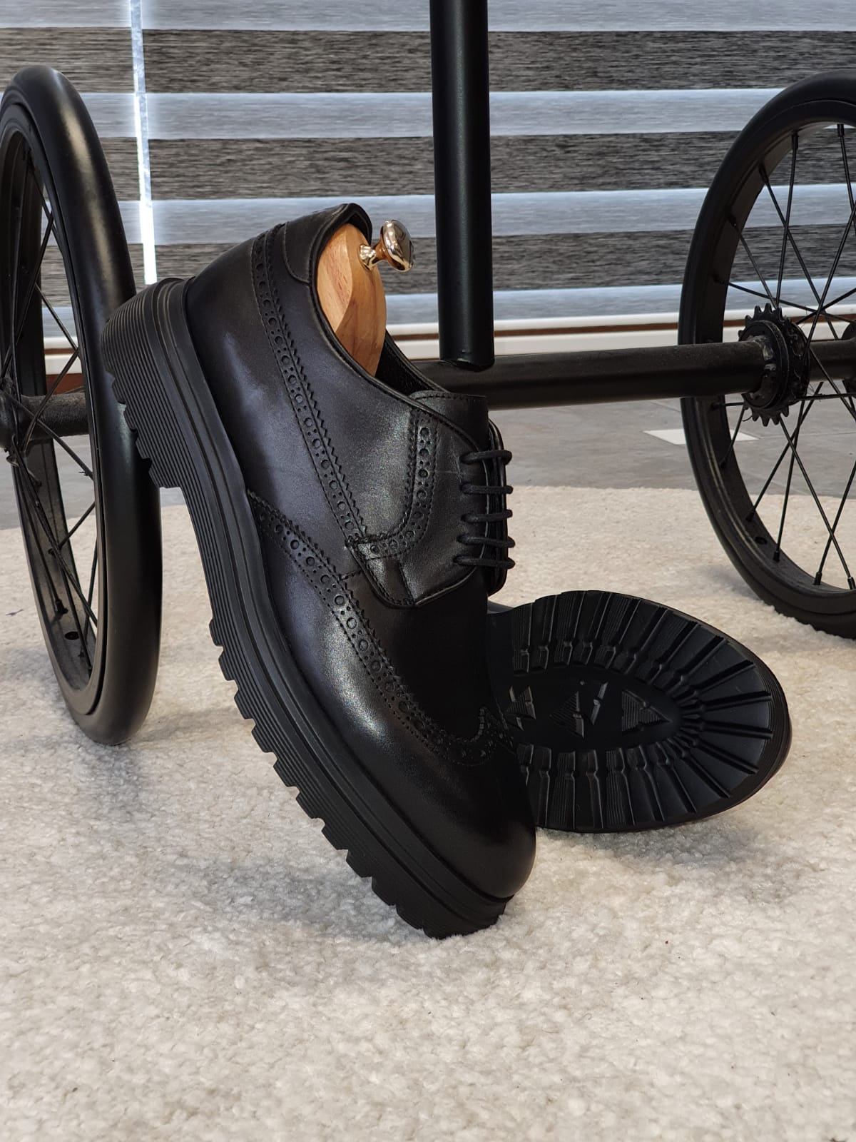 Logan Sardinelli | Men’s Calfskin Black Shoes – Lace-Up Dress Shoes with EVA Sole