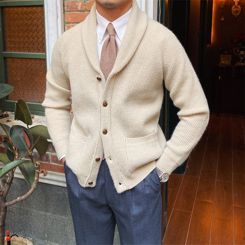 Men’s Bond Street Knitted Cardigan – Warm Shawl Collar Knitwear