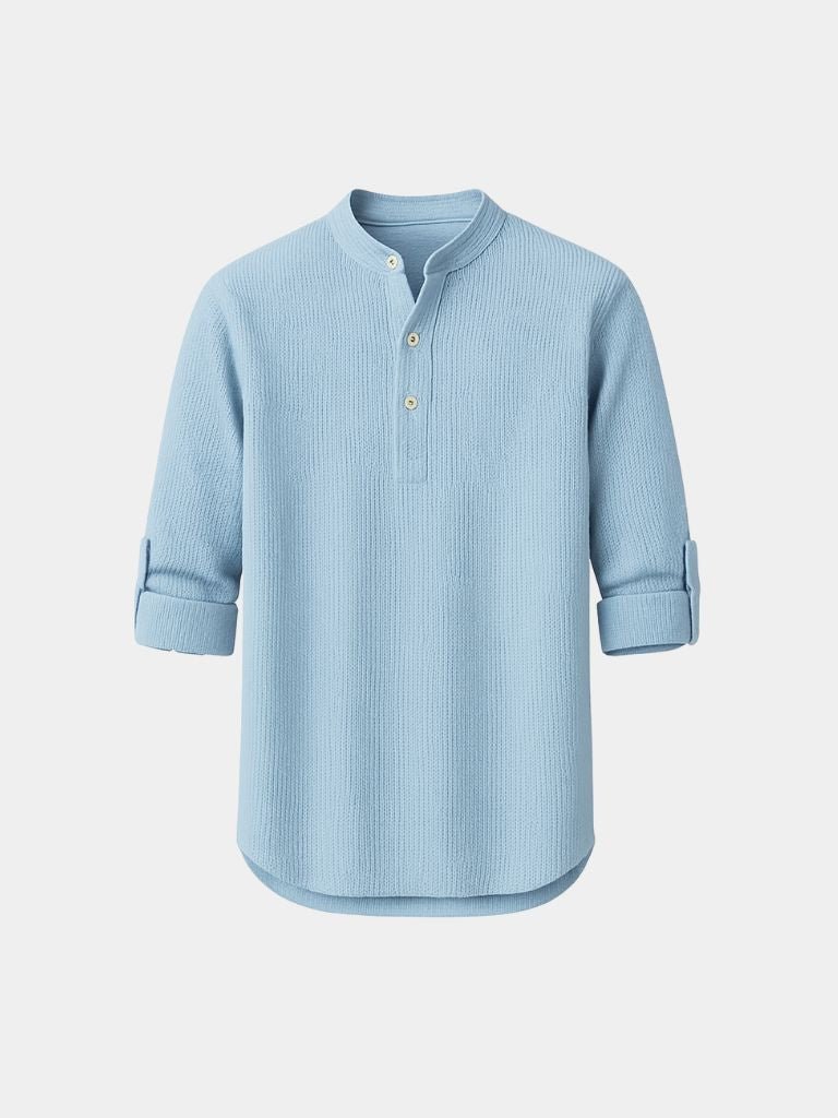 Casual Henry Neck Long Sleeve T-Shirt - Solorfit