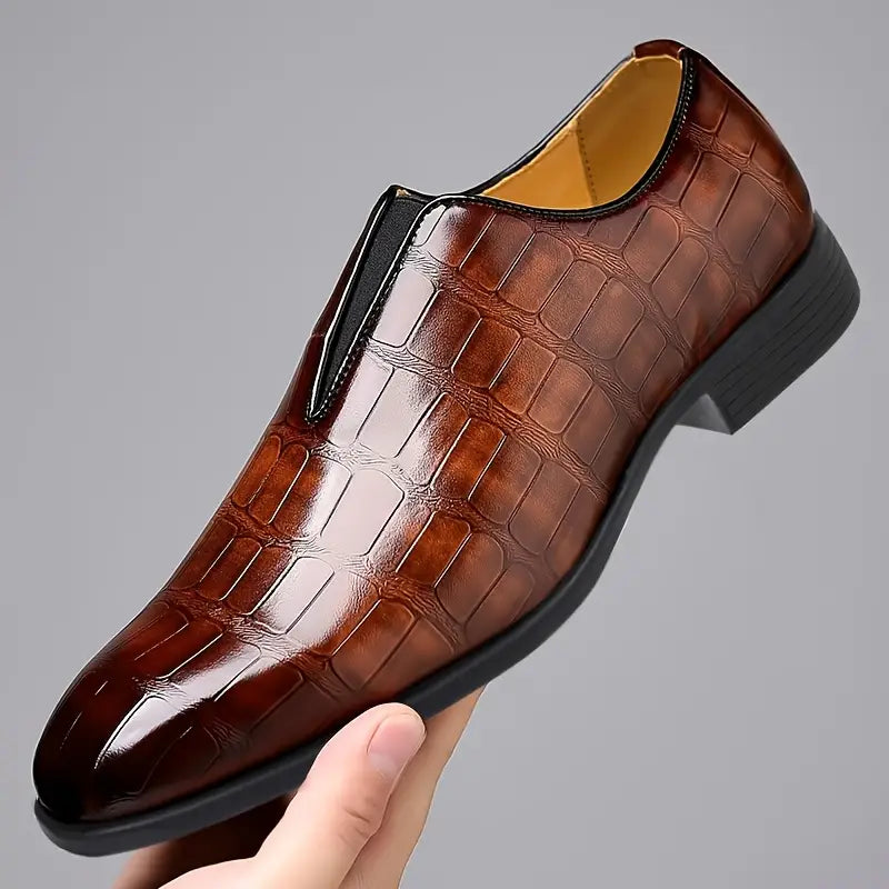 Spraykis | Men's Slip-On Business Casual Shoes – Low-Top Square Toe with Gradient Design