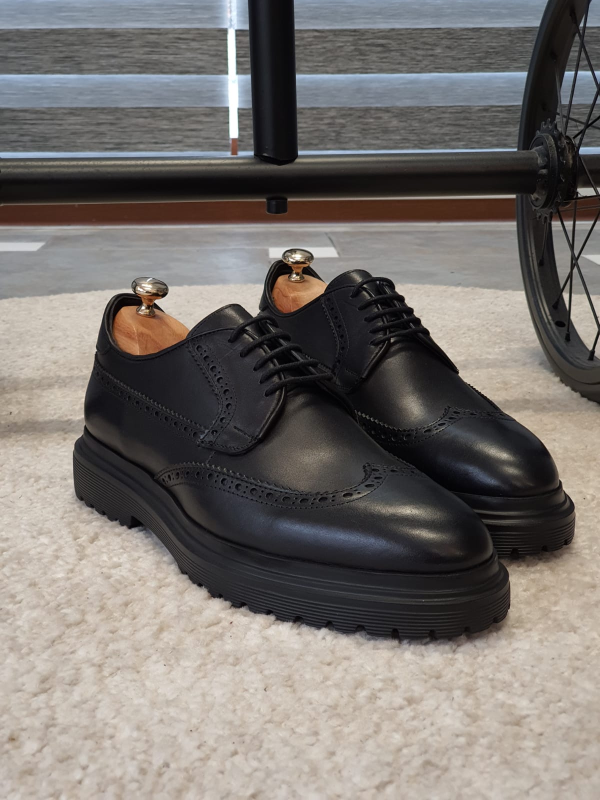 Logan Sardinelli | Men’s Calfskin Black Shoes – Lace-Up Dress Shoes with EVA Sole