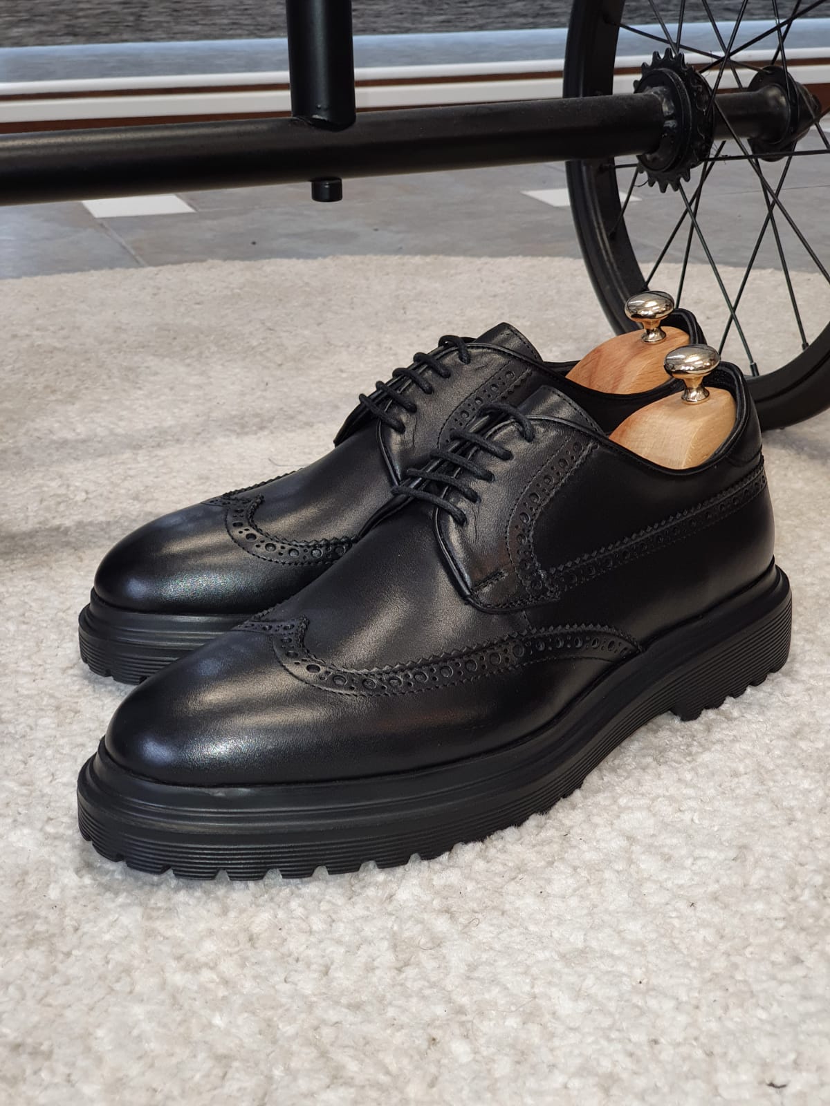 Logan Sardinelli | Men’s Calfskin Black Shoes – Lace-Up Dress Shoes with EVA Sole