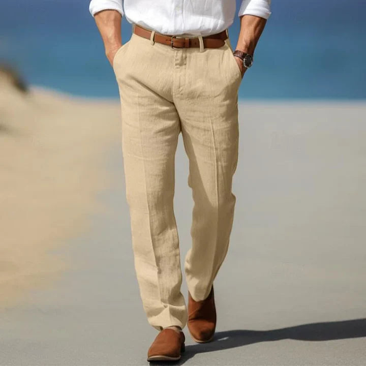 Men’s Linen Summer Pants – Lightweight Relaxed Fit Trousers Breathable Natural Fabric