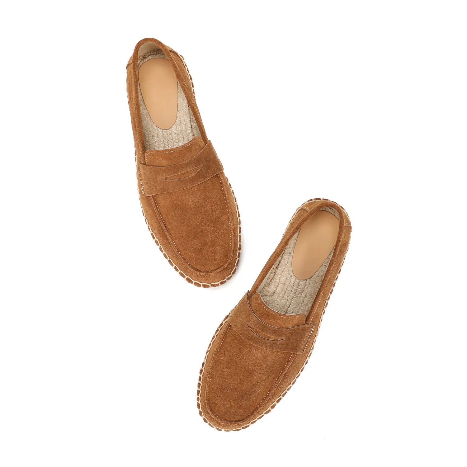 Men’s Suede Espadrille Loafers – Brown Slip-On Shoes in Old Money Style