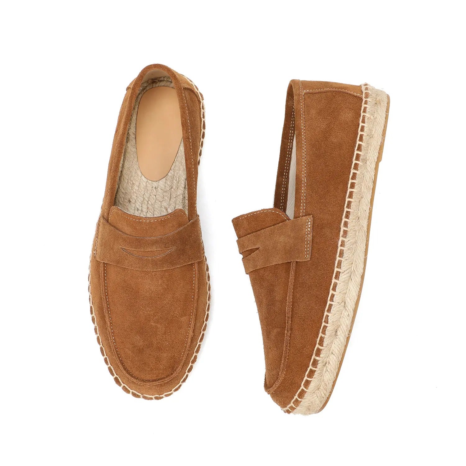 Men’s Suede Espadrille Loafers – Brown Slip-On Shoes in Old Money Style
