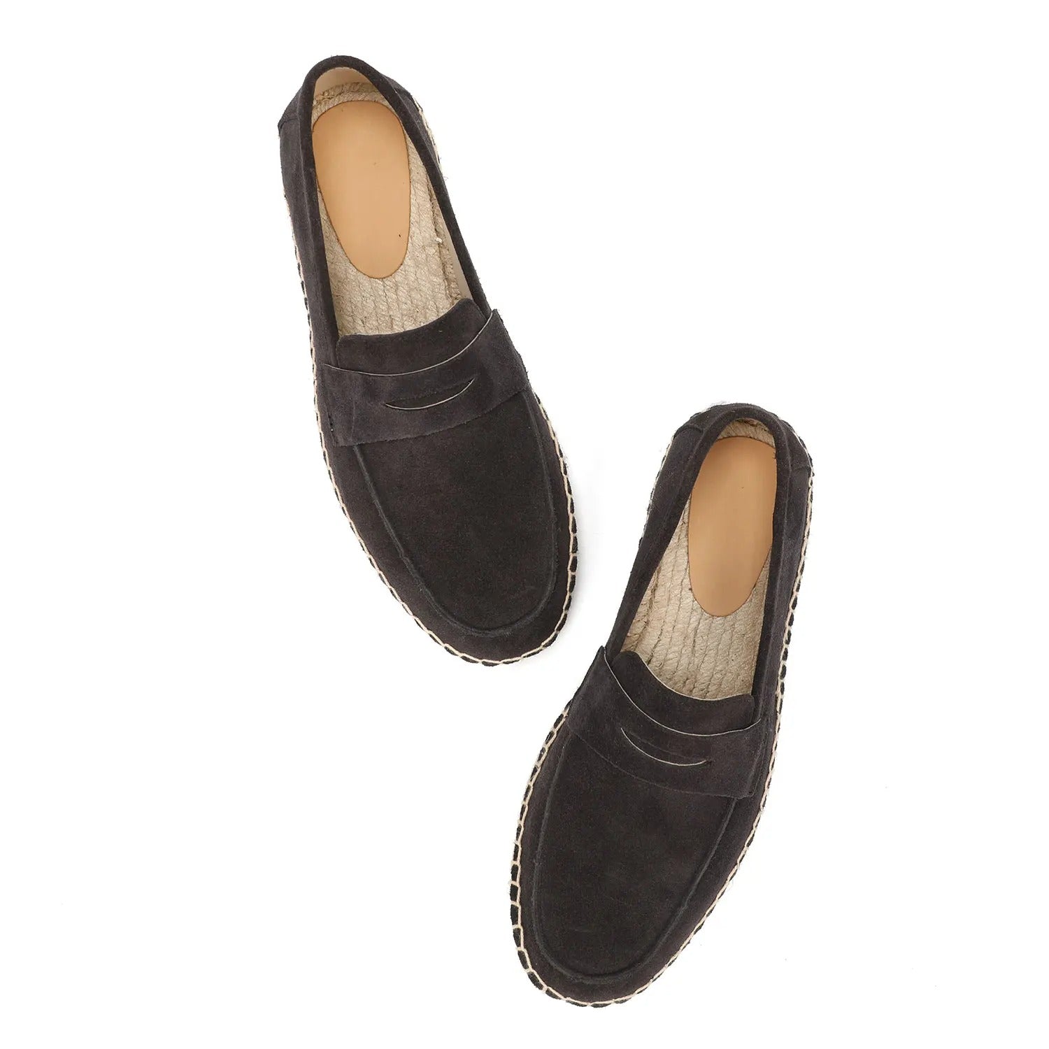 Men’s Suede Espadrille Loafers – Brown Slip-On Shoes in Old Money Style