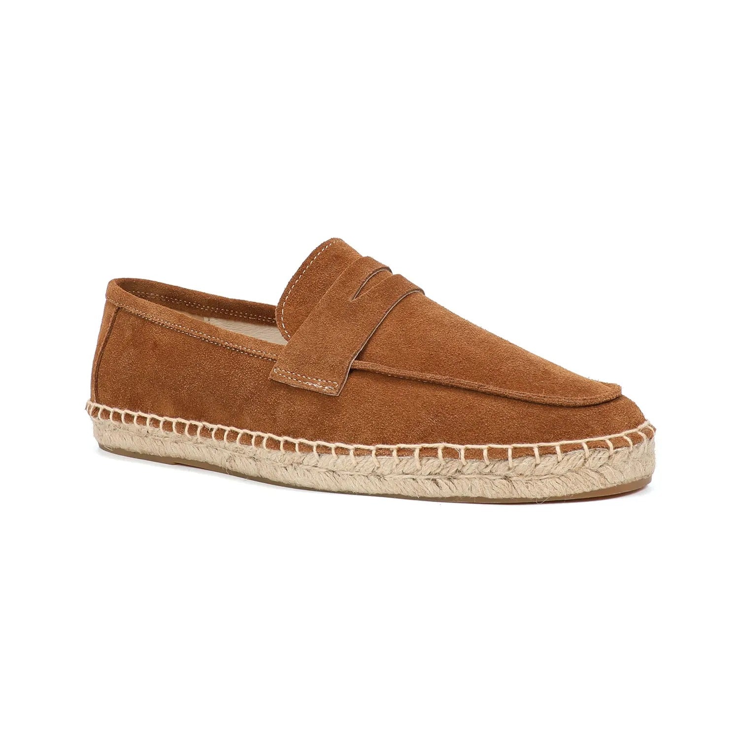 Men’s Suede Espadrille Loafers – Brown Slip-On Shoes in Old Money Style