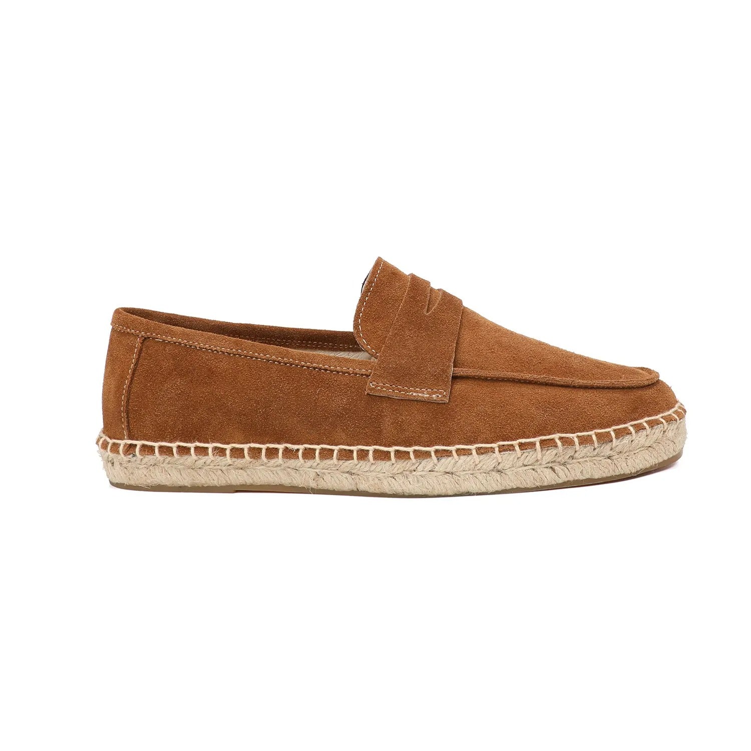 Men’s Suede Espadrille Loafers – Brown Slip-On Shoes in Old Money Style