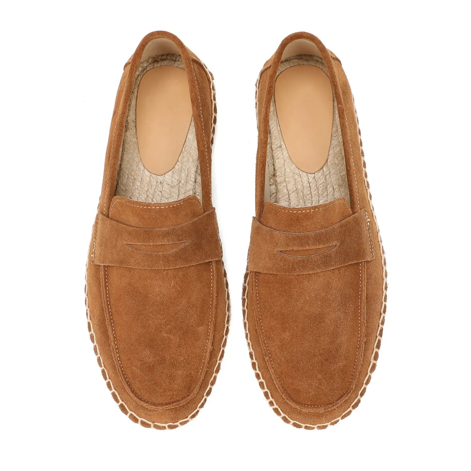 Men’s Suede Espadrille Loafers – Brown Slip-On Shoes in Old Money Style